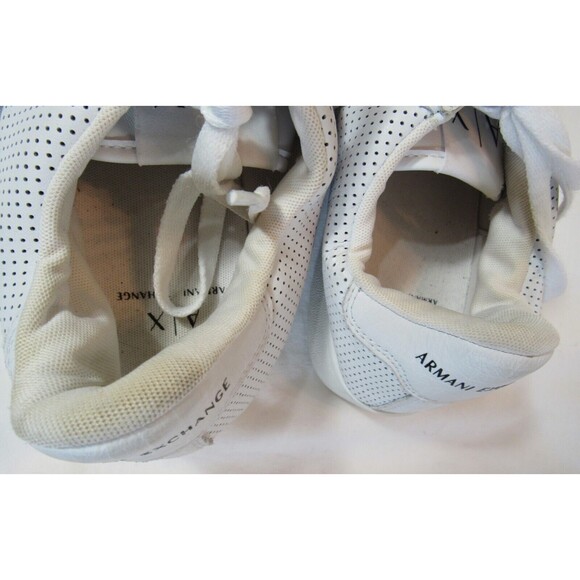 Armani Exchange Logo Perforated Leather White Lace Up Sneakers Size 10 EUC - Picture 7 of 10